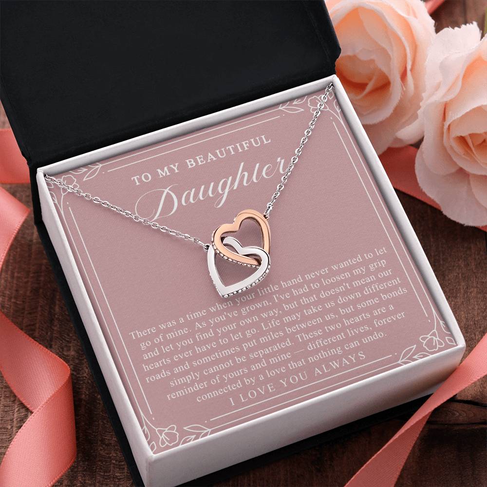 Daughter Interlocking Hearts Necklace | Forever Connected Blush & Floral