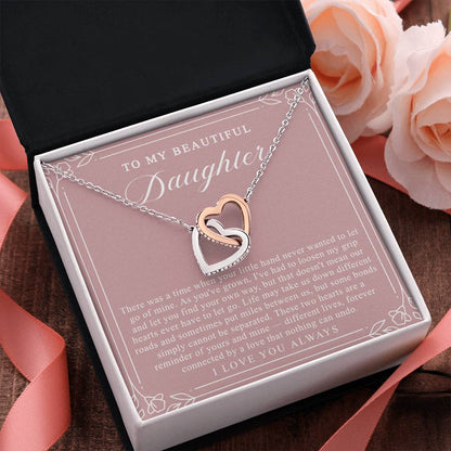 Daughter Interlocking Hearts Necklace | Forever Connected Blush & Floral