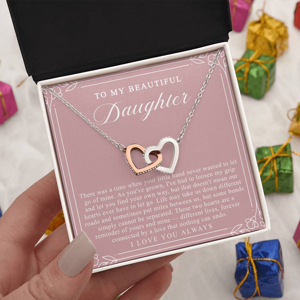 Daughter Interlocking Hearts Necklace | Forever Connected Blush & Floral