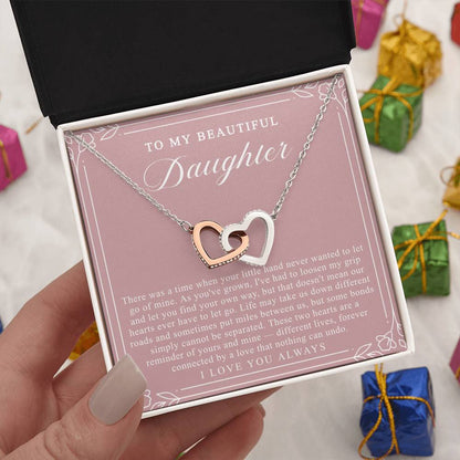 Daughter Interlocking Hearts Necklace | Forever Connected Blush & Floral