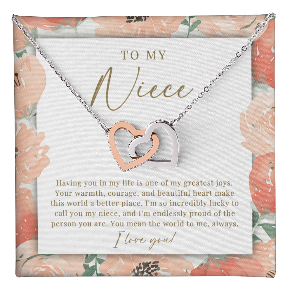 Niece Interlocking Hearts Necklace | Your Beautiful Heart Peachy Floral