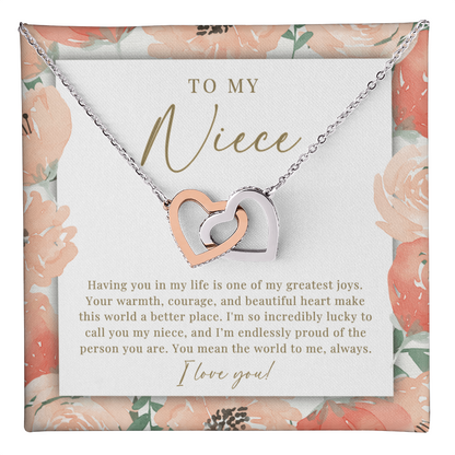 Niece Interlocking Hearts Necklace | Your Beautiful Heart Peachy Floral