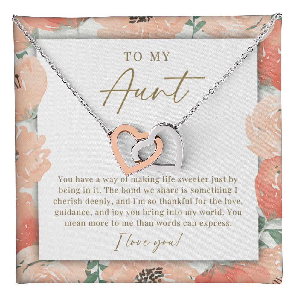 Aunt Interlocking Hearts Necklace | Cherished Deeply Peachy Floral