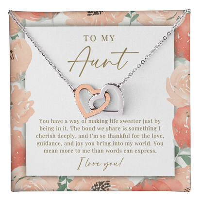 Aunt Interlocking Hearts Necklace | Cherished Deeply Peachy Floral