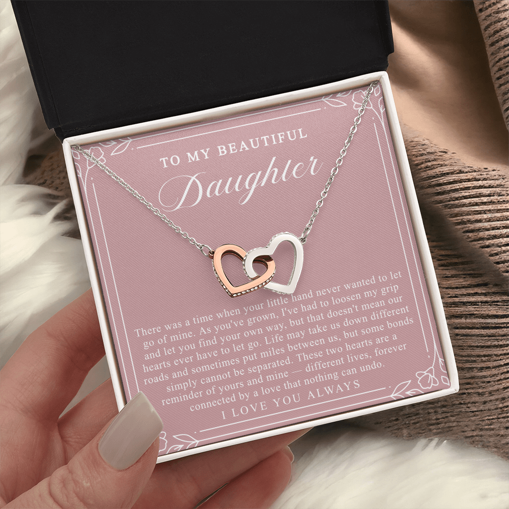Daughter Interlocking Hearts Necklace | Forever Connected Blush & Floral