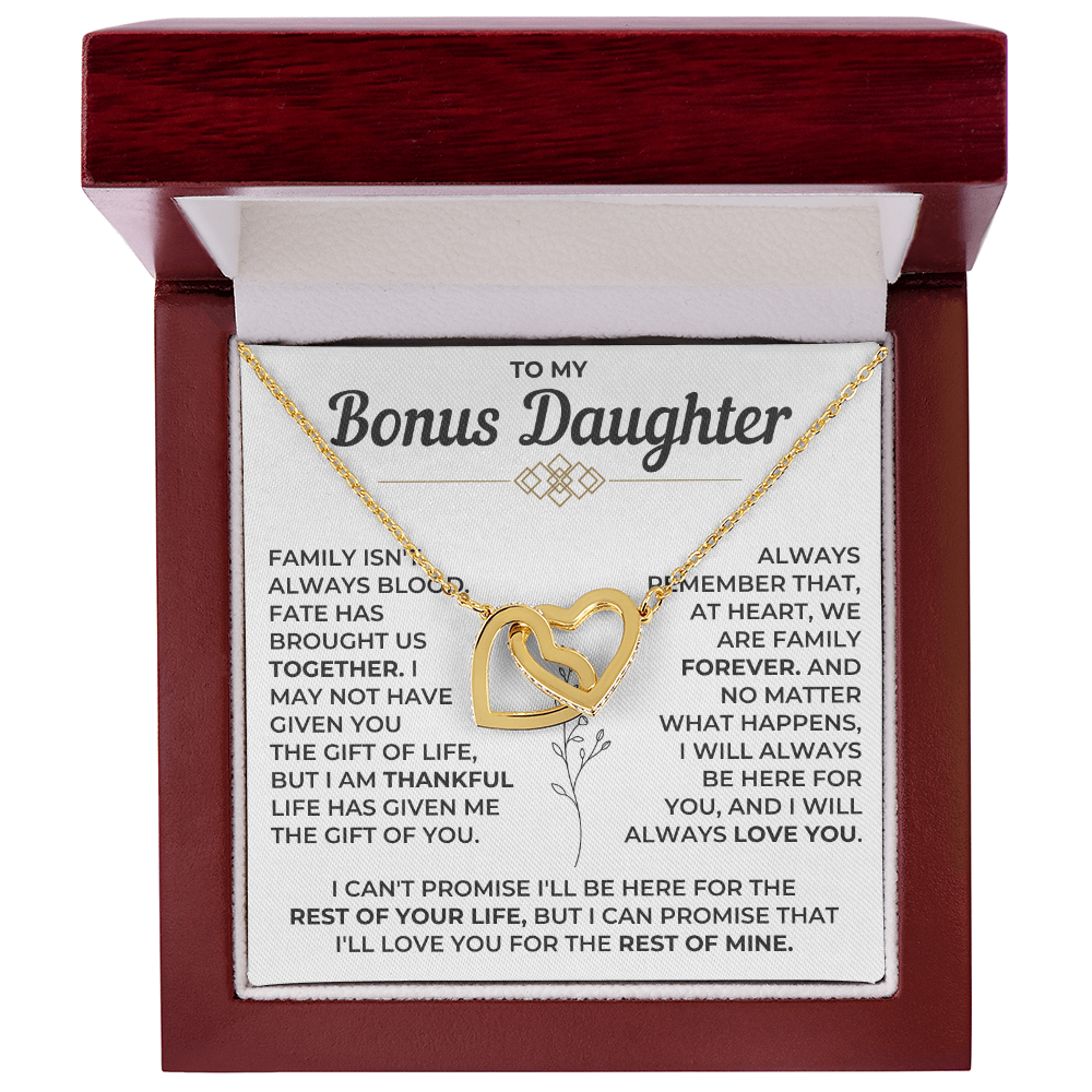 To My Bonus Daughter - Interlocking Hearts Necklace