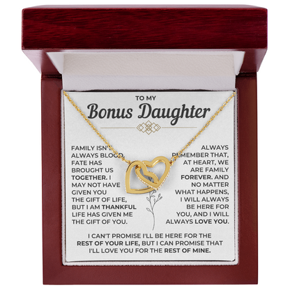 To My Bonus Daughter - Interlocking Hearts Necklace