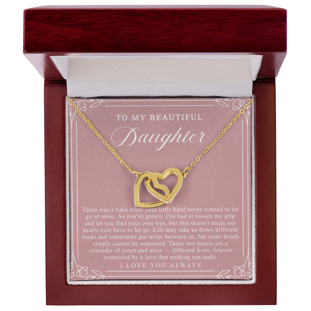 Daughter Interlocking Hearts Necklace | Forever Connected Blush & Floral