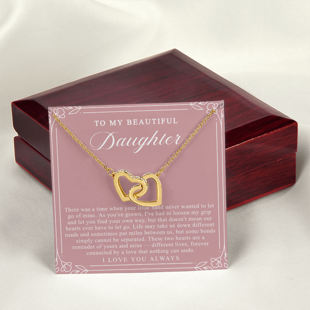 Daughter Interlocking Hearts Necklace | Forever Connected Blush & Floral