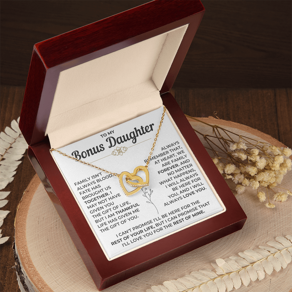 To My Bonus Daughter - Interlocking Hearts Necklace