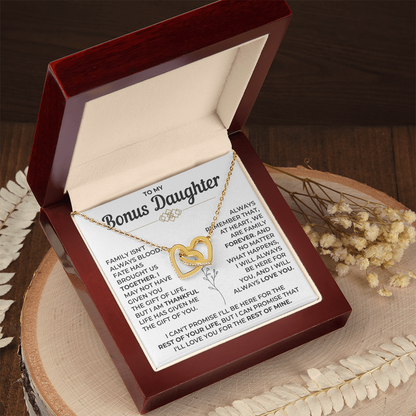 To My Bonus Daughter - Interlocking Hearts Necklace