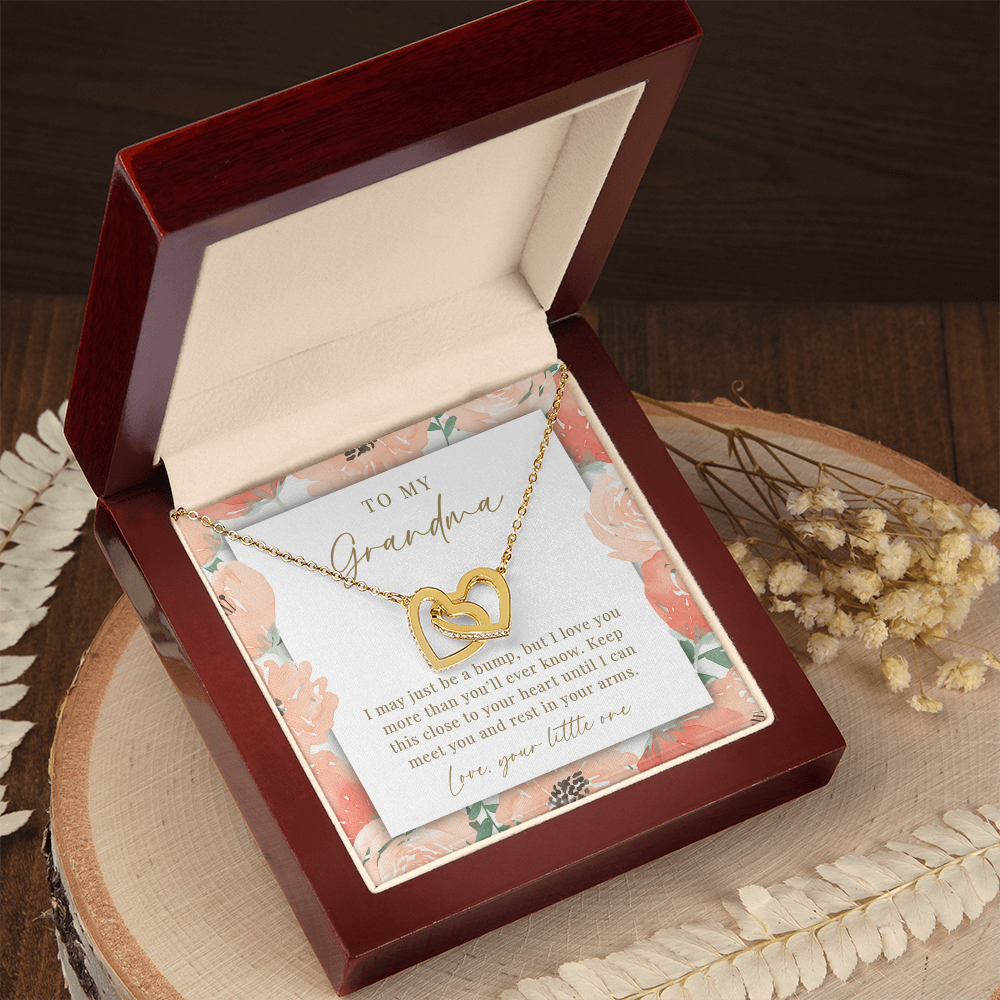 To Grandma From The Bump Interlocking Hearts Necklace | Peachy Floral