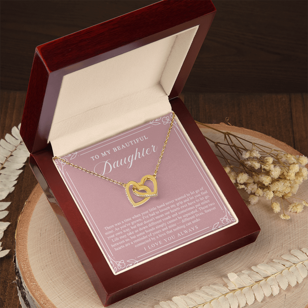 Daughter Interlocking Hearts Necklace | Forever Connected Blush & Floral