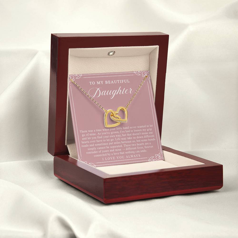 Daughter Interlocking Hearts Necklace | Forever Connected Blush & Floral