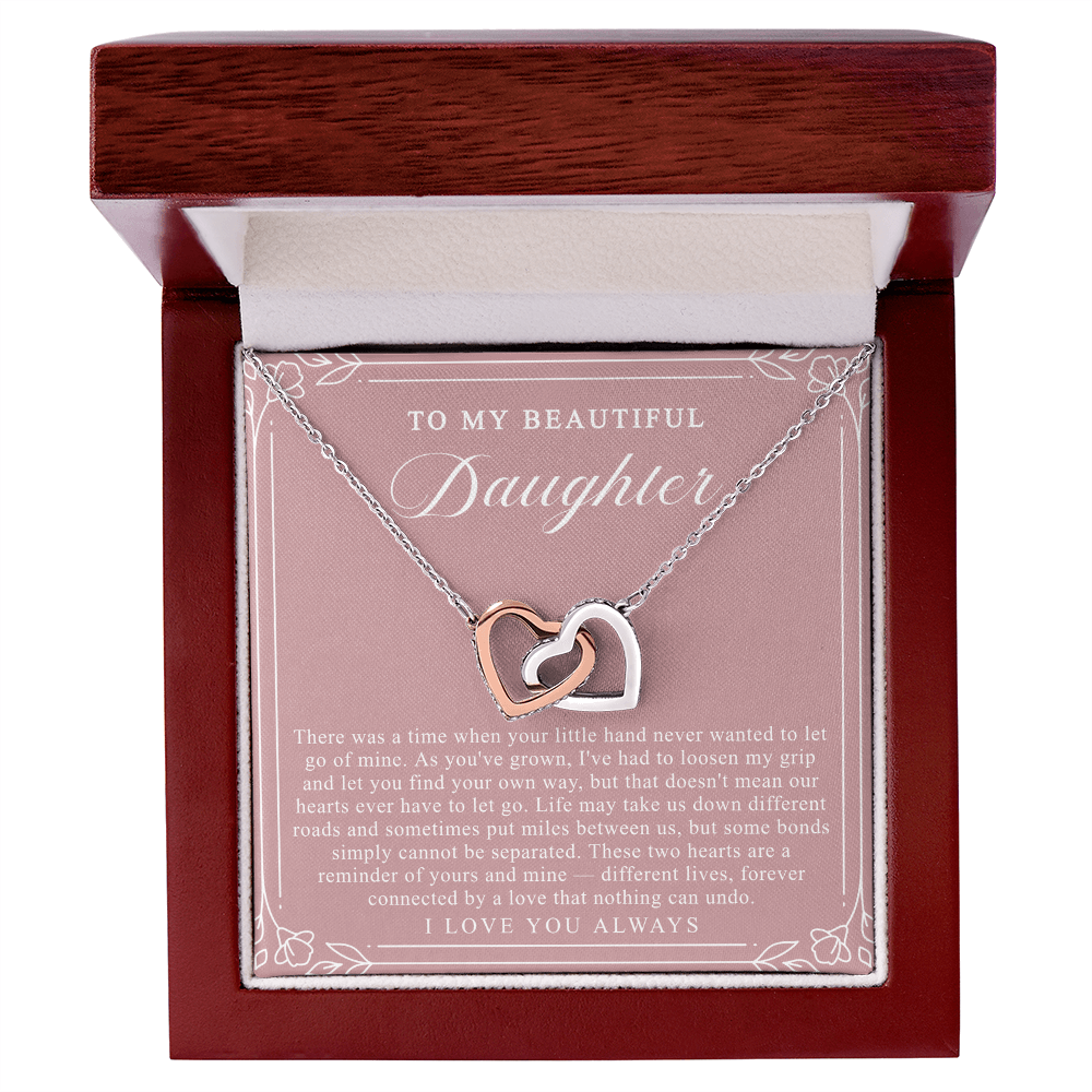 Daughter Interlocking Hearts Necklace | Forever Connected Blush & Floral