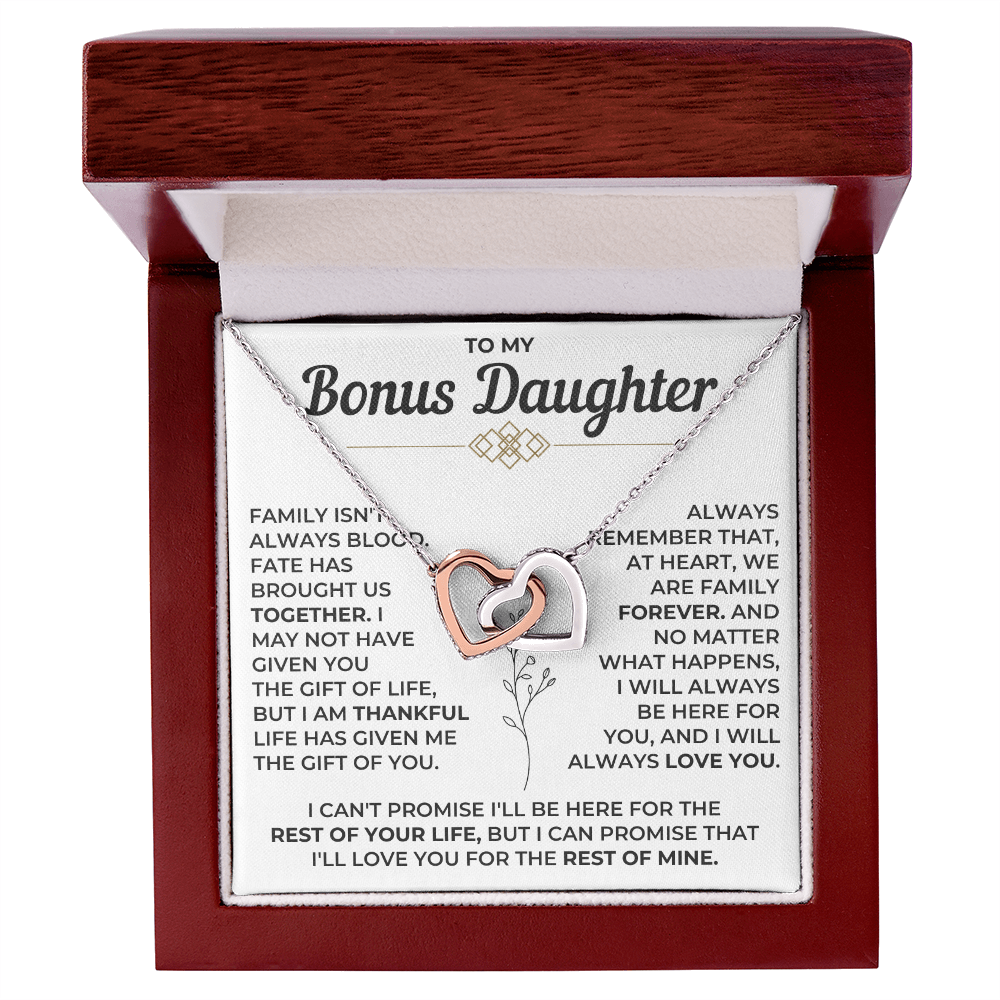To My Bonus Daughter - Interlocking Hearts Necklace