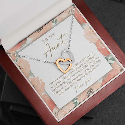 Aunt Interlocking Hearts Necklace | Cherished Deeply Peachy Floral