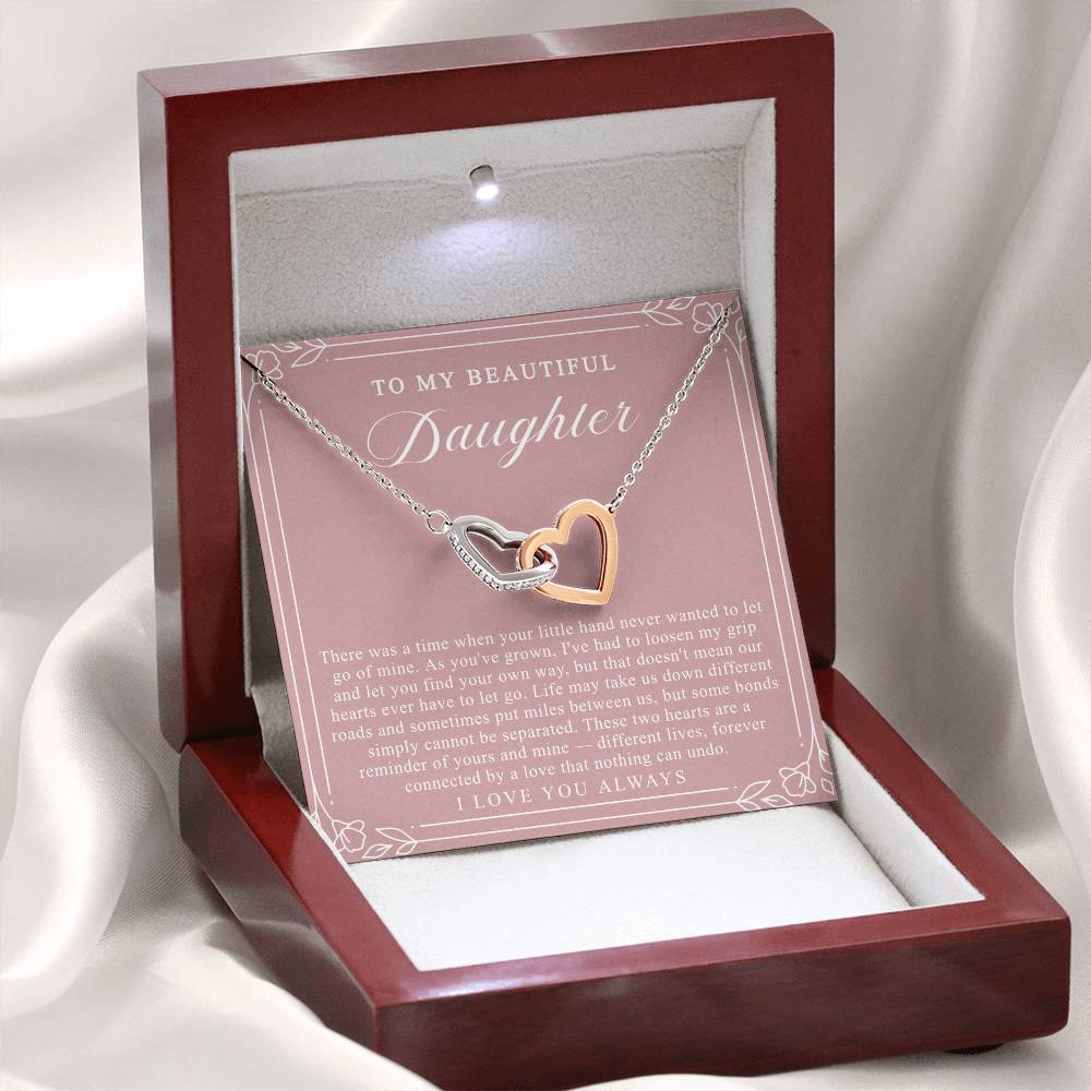 Daughter Interlocking Hearts Necklace | Forever Connected Blush & Floral