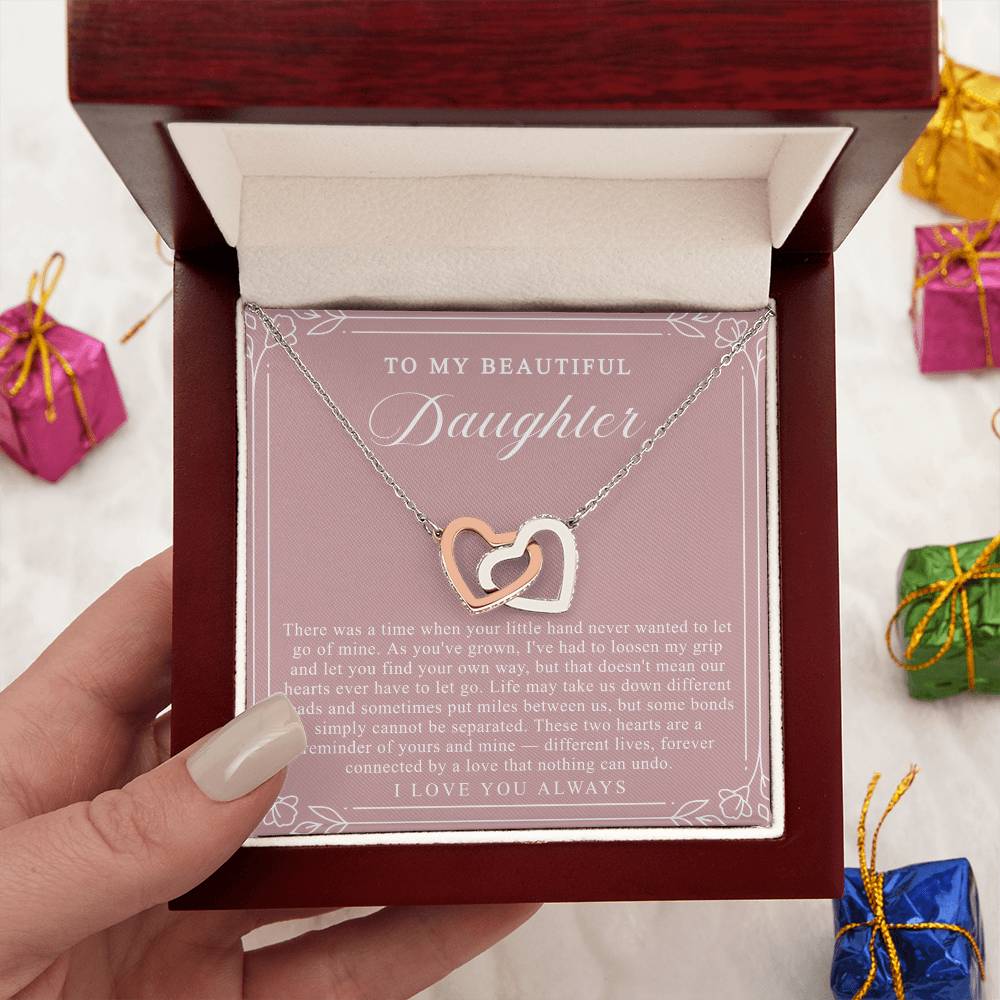 Daughter Interlocking Hearts Necklace | Forever Connected Blush & Floral