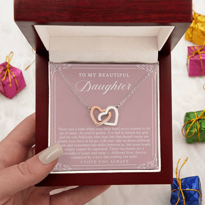 Daughter Interlocking Hearts Necklace | Forever Connected Blush & Floral