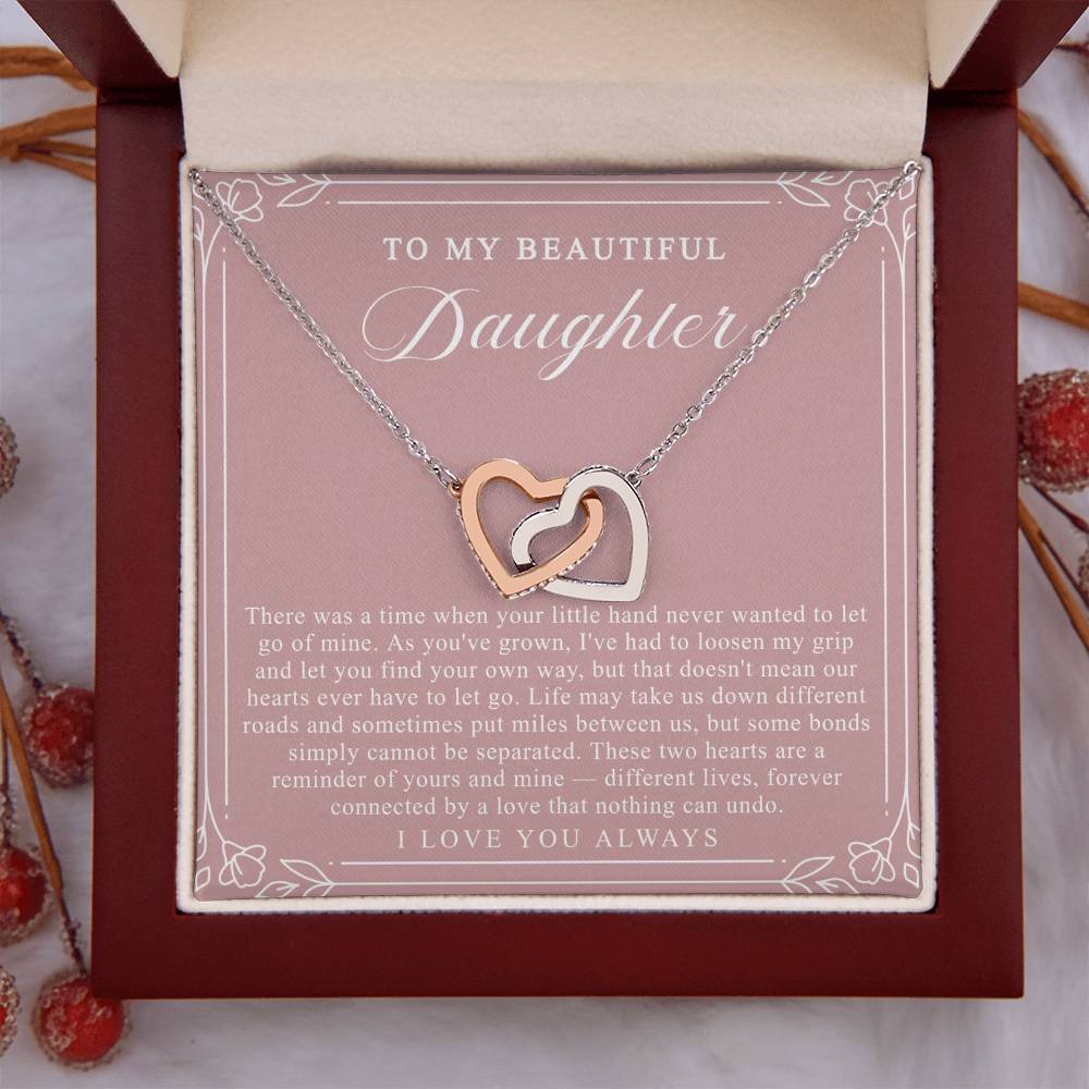 Daughter Interlocking Hearts Necklace | Forever Connected Blush & Floral