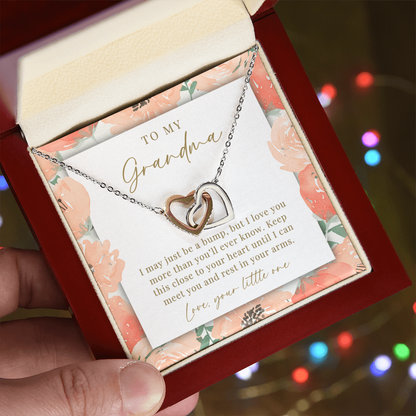 To Grandma From The Bump Interlocking Hearts Necklace | Peachy Floral