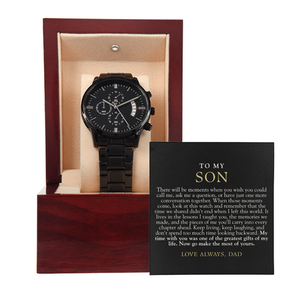 Son From Dad Memorial Chronograph Watch | When You Look At The Time Black & Gold