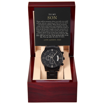 Son From Dad Memorial Chronograph Watch | When You Look At The Time Black & Gold