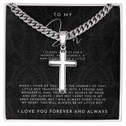 To My Son (I Closed My Eyes) Cross Necklace