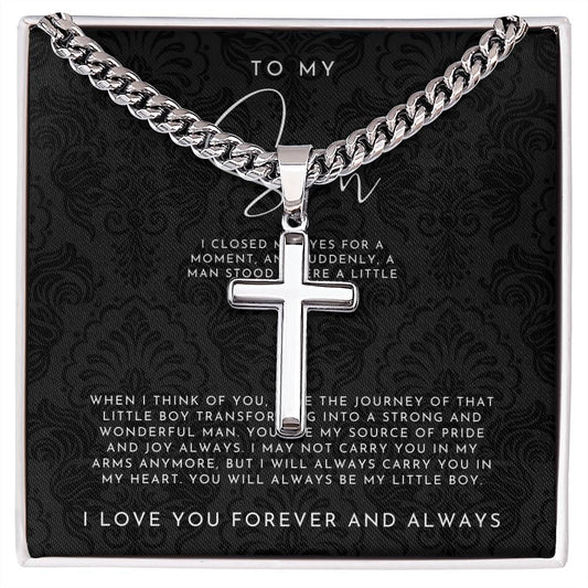 To My Son (I Closed My Eyes) Cross Necklace