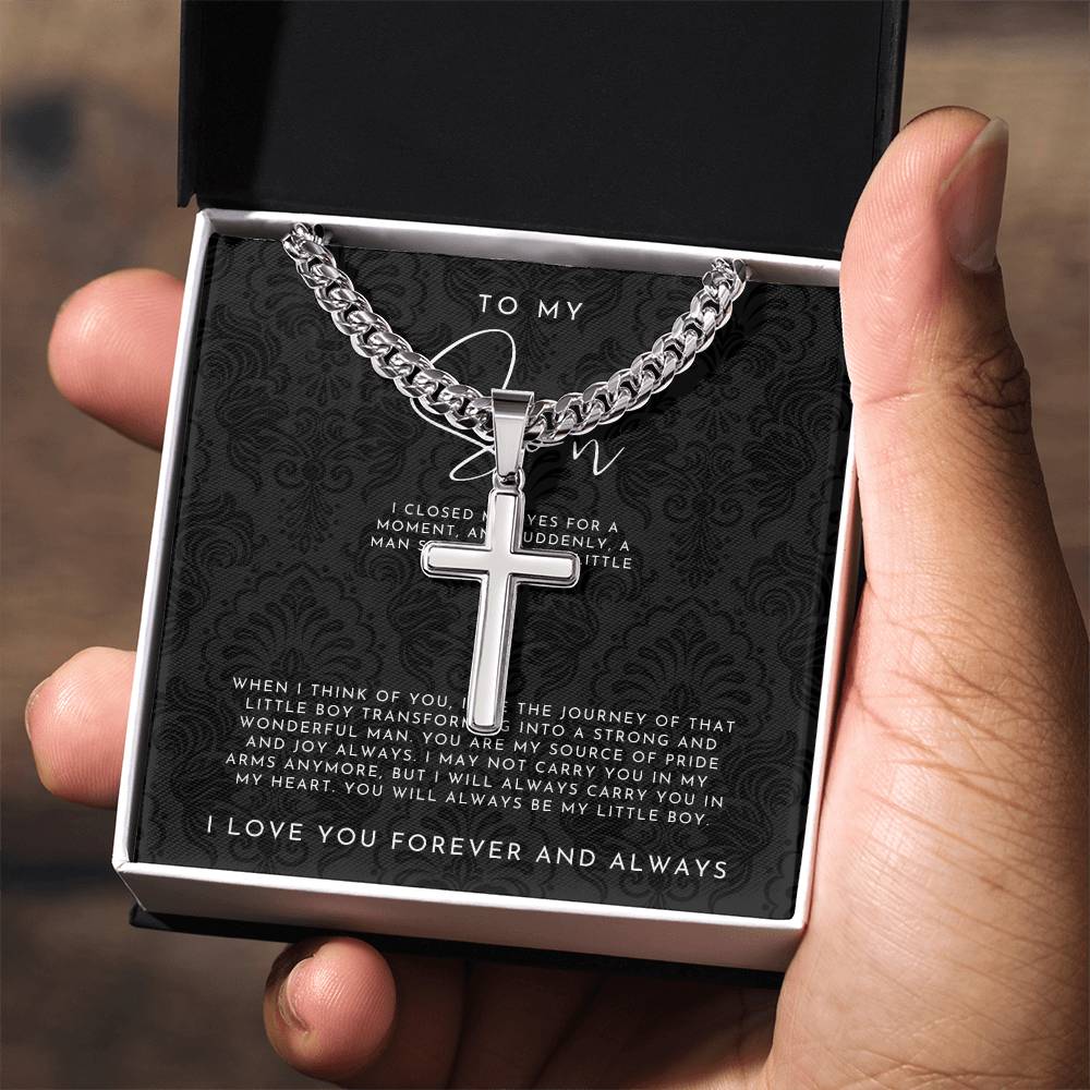 To My Son (I Closed My Eyes) Cross Necklace