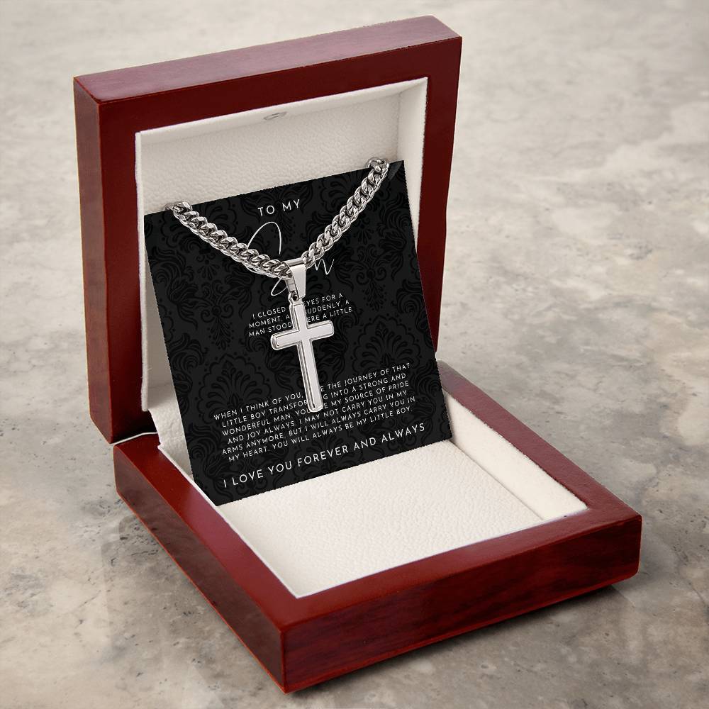 To My Son (I Closed My Eyes) Cross Necklace