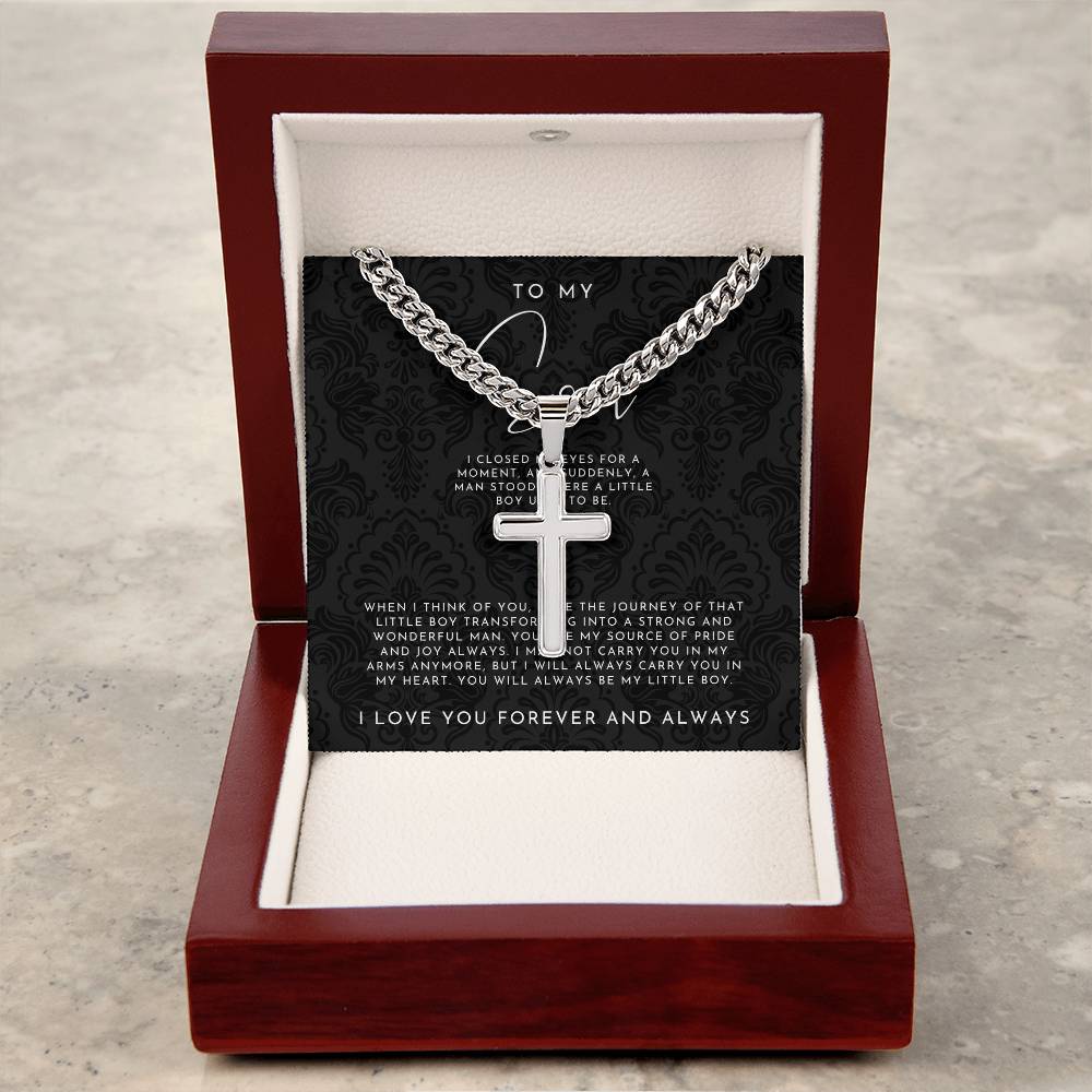 To My Son (I Closed My Eyes) Cross Necklace