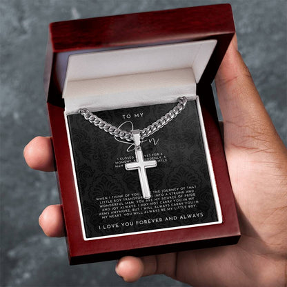 To My Son (I Closed My Eyes) Cross Necklace