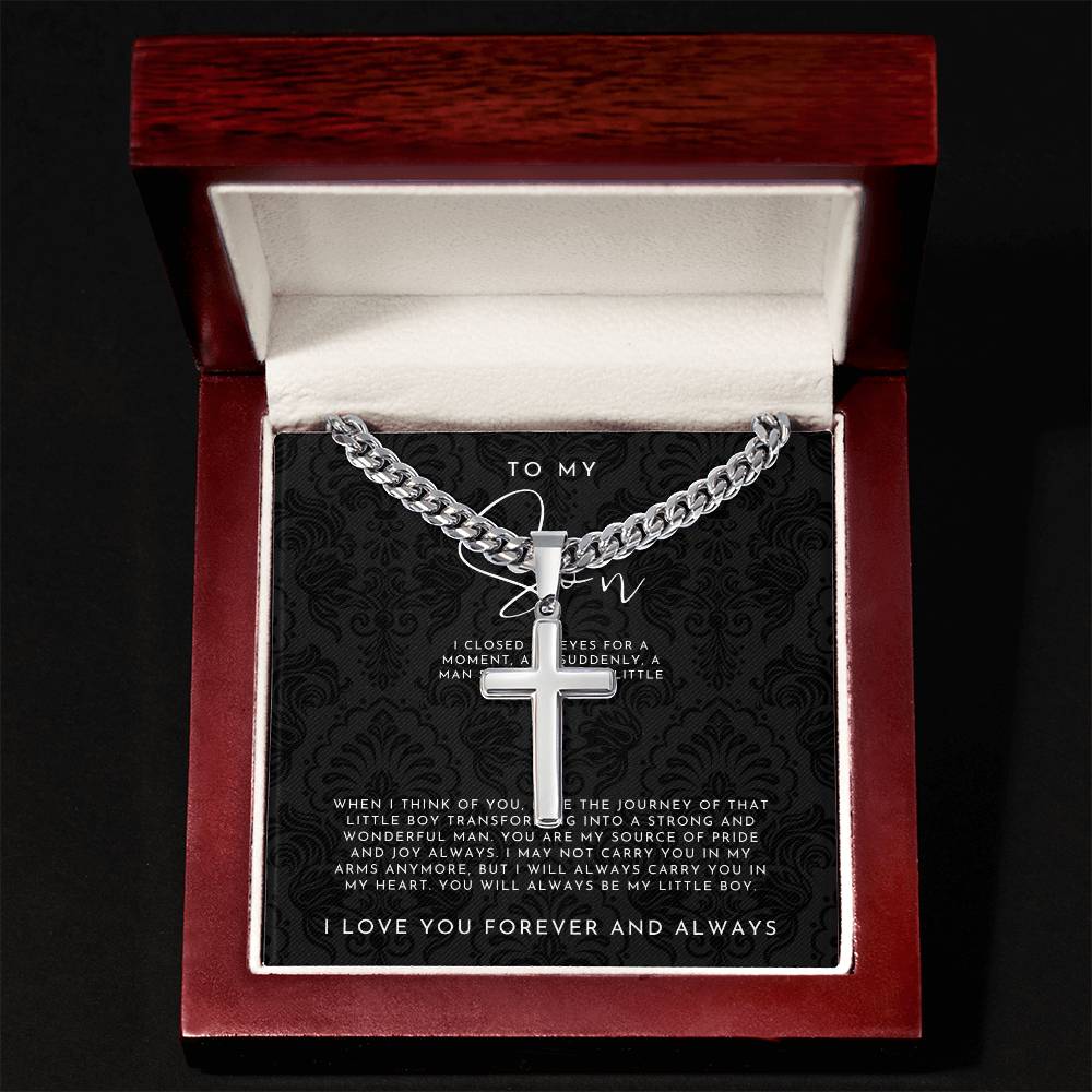 To My Son (I Closed My Eyes) Cross Necklace