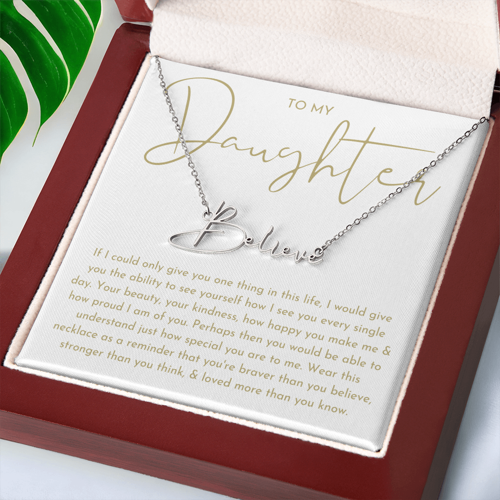 To My Daughter (If I Could Only) Signature Name Necklace