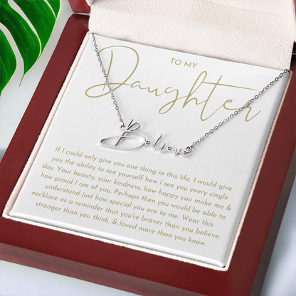 To My Daughter (If I Could Only) Signature Name Necklace