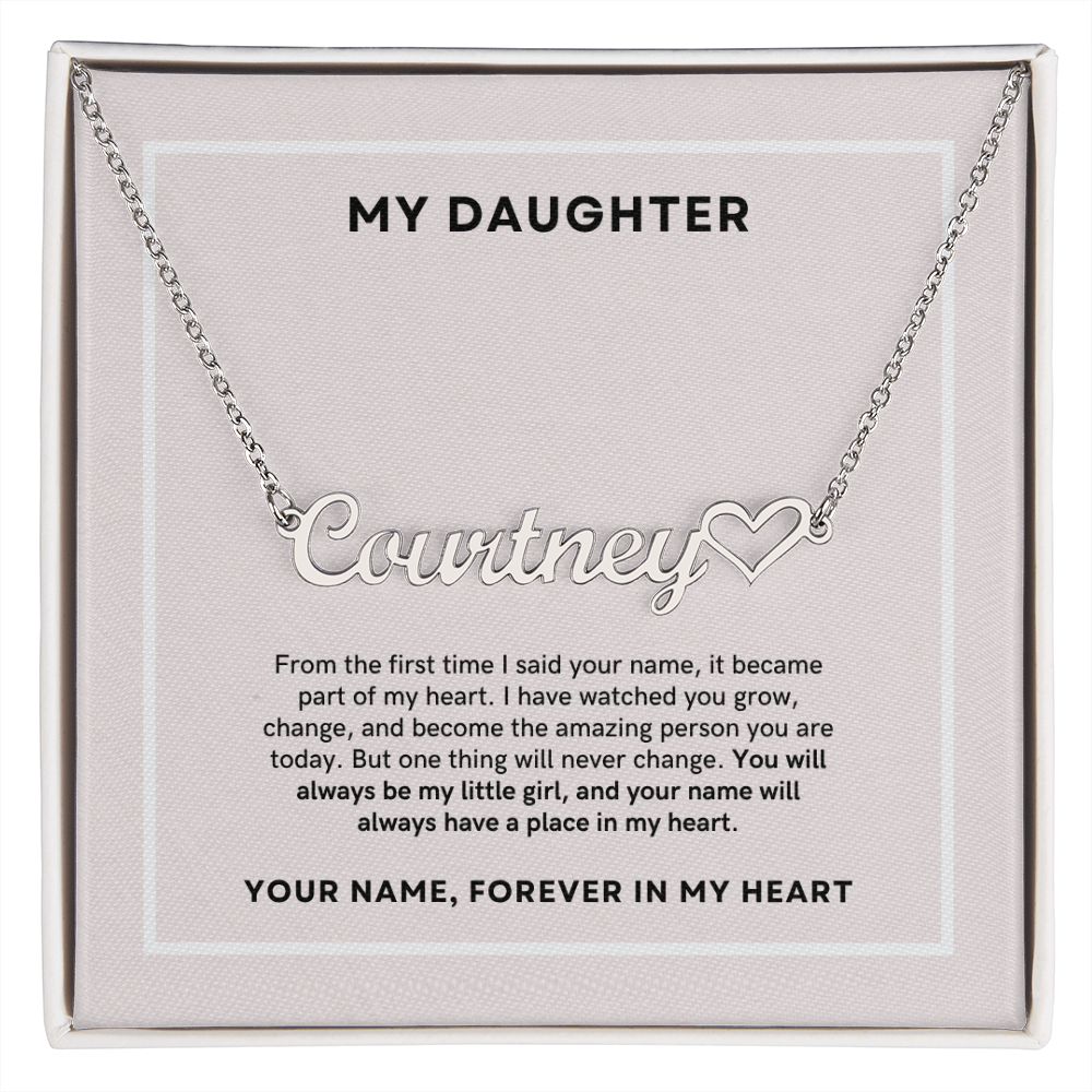 To My Daughter - Custom Name Heart Necklace