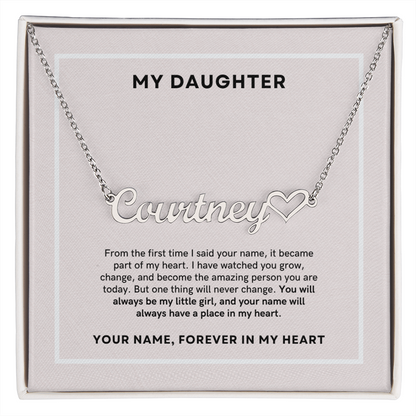 To My Daughter - Custom Name Heart Necklace