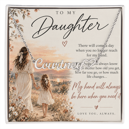 To My Daughter - Custom Name Heart Necklace