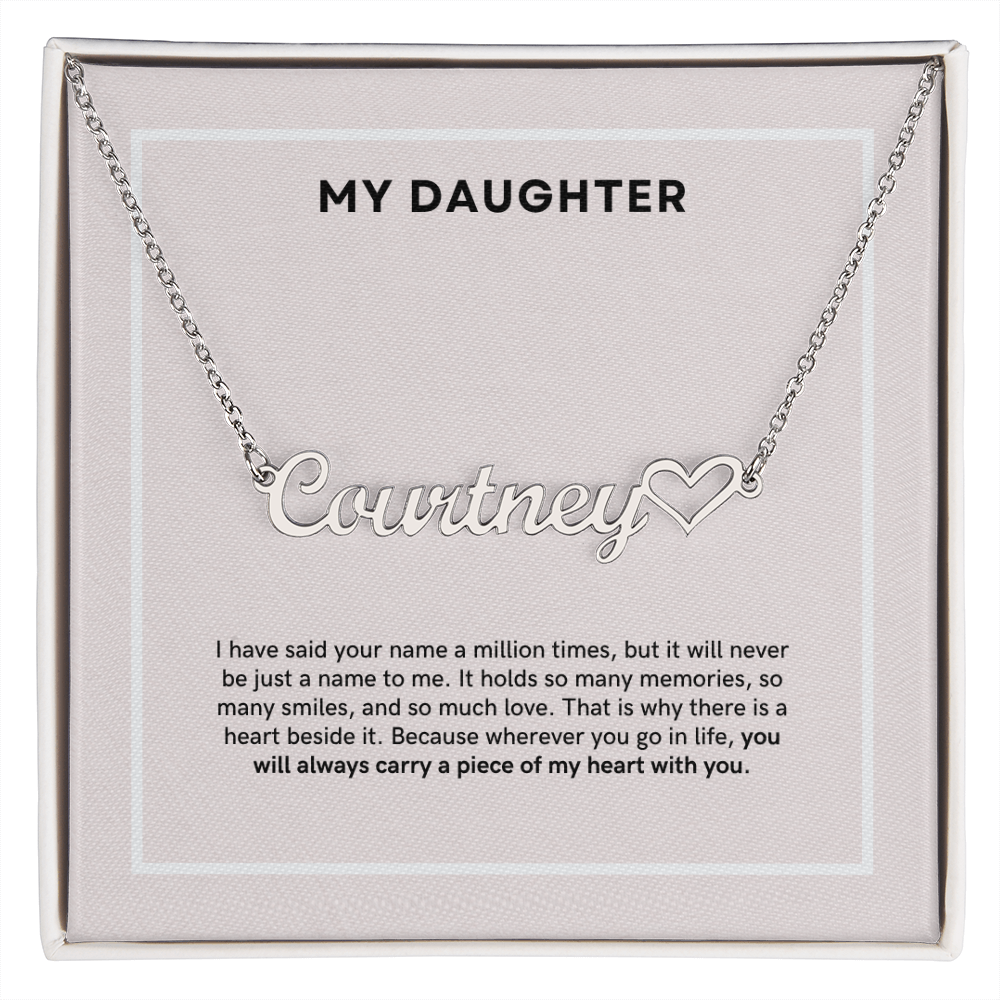 To My Daughter - Custom Name Heart Necklace