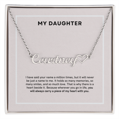 To My Daughter - Custom Name Heart Necklace