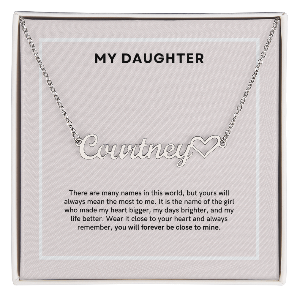 To My Daughter - Custom Name Heart Necklace