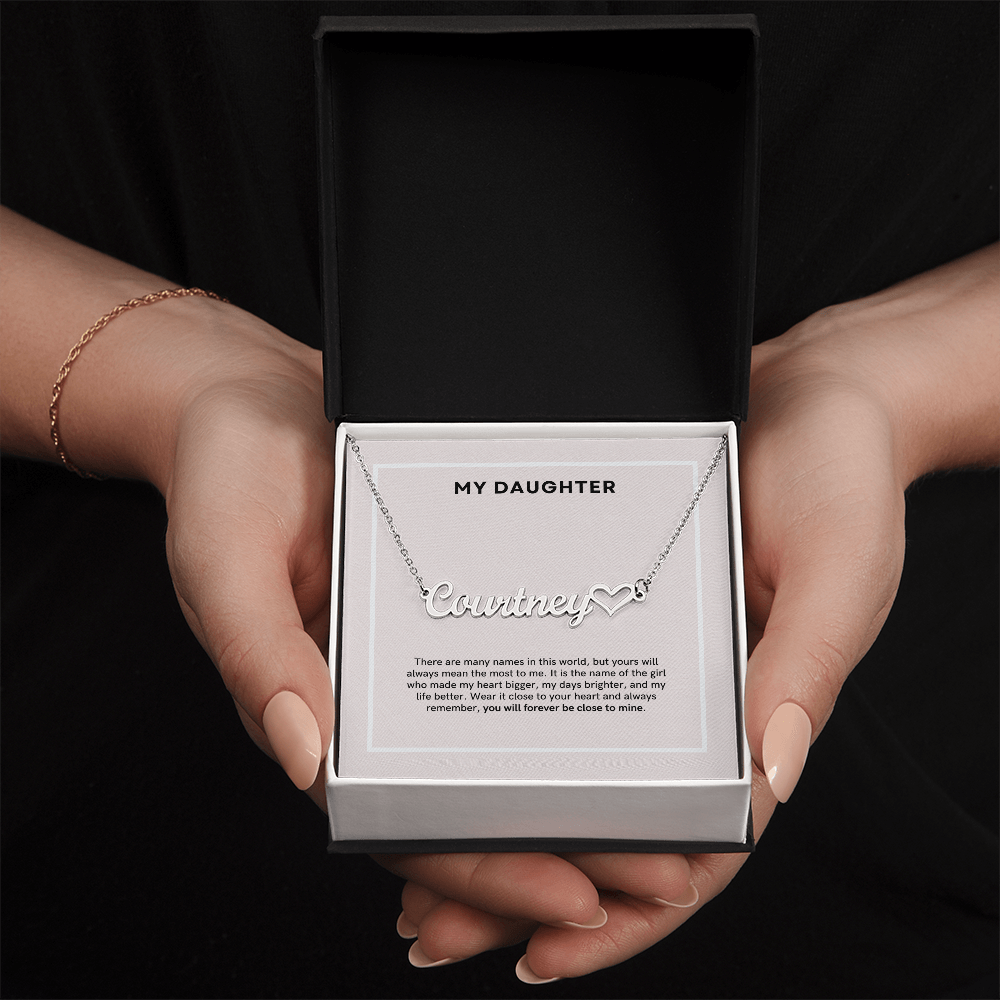 To My Daughter - Custom Name Heart Necklace