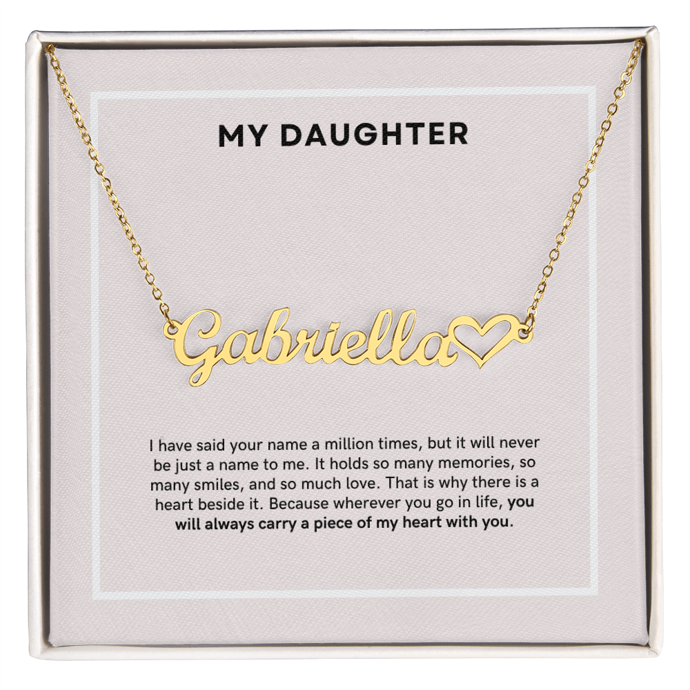 To My Daughter - Custom Name Heart Necklace