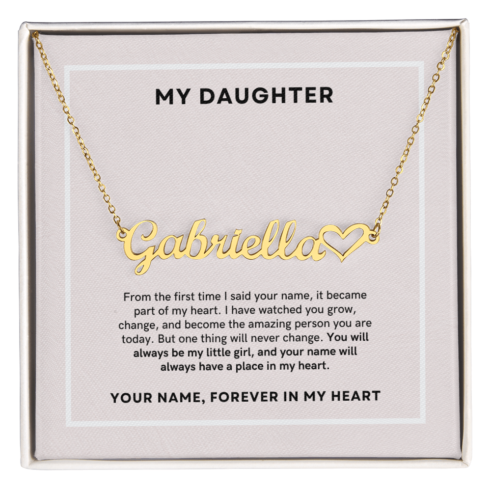 To My Daughter - Custom Name Heart Necklace