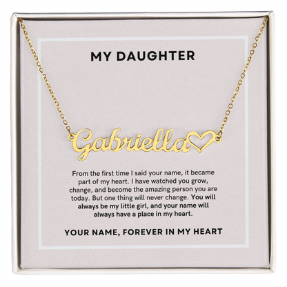 To My Daughter - Custom Name Heart Necklace