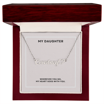 To My Daughter - Custom Name Heart Necklace