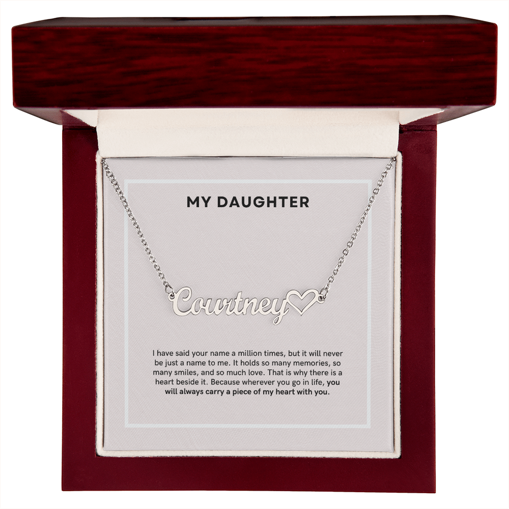 To My Daughter - Custom Name Heart Necklace