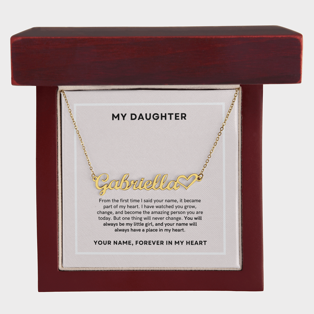 To My Daughter - Custom Name Heart Necklace